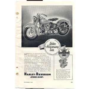 1914 & 1953 Harley Davidson Print Ads - Golden Anniversary Twin Hydra Glide